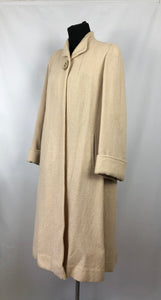 1940s Volup Wool Swagger Coat in Cream Check with Single Button - Bust 40 42 44