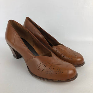 1940s Brown Leather Court Shoes by Marcelle - UK size 5.5 6