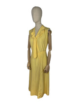 Load image into Gallery viewer, Original 1930&#39;s Lemon Yellow Silk Dress with Pretty Tie Neck - Bust 34 36 *
