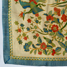 Load image into Gallery viewer, Original 1920&#39;s Pongee Silk Hankie with Floral Print and Bold Bird Design - Great Gift Idea
