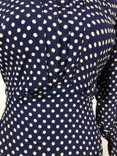 Load image into Gallery viewer, 1940s CC41 Classic Navy and White Polka Dot Dress - Bust 34&quot; 36&quot;
