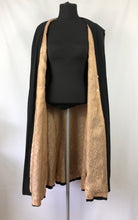 Load image into Gallery viewer, 1920s 1930s Black Textured Crepe Coat with Gold Lining and Glass Buttons - Bust 38 40
