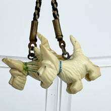 Load image into Gallery viewer, Original 1940&#39;s Brooch Featuring a Pair of Scottie Dogs Hanging From a Dog Kennel
