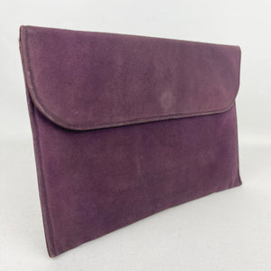Original 1930's 1940's Purple Suede Clutch Bag with Matching Coin Purse *