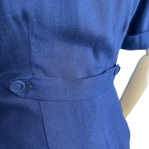 Original 1940's CC41 Deadstock Blue Linen Suit with Original Shop Label - Bust 38