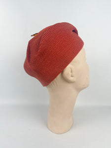 Outstanding Original 1930s Orange Hat with Early Plastic and Metal Trim