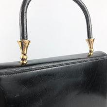 Load image into Gallery viewer, 1950s Black Vinyl Handbag With Matching Red Coin Purse
