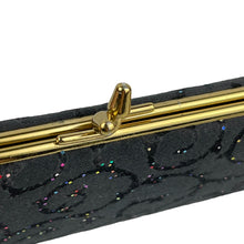 Load image into Gallery viewer, Original 1950&#39;s Black Fabric Purse with Glitter and Flock Design - Wonderful Clutch *
