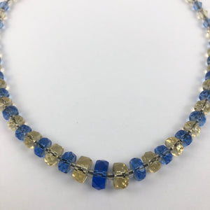 1940s Blue and White Glass Necklace