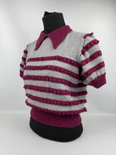 Load image into Gallery viewer, Reproduction 1930&#39;s Burgundy and Grey Stripe Bobble Jumper - Bust 36 38 40
