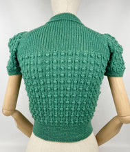 Load image into Gallery viewer, 1930&#39;s Reproduction Bobble Knit with a Neat Collar in Ivy Green - Bust 34 36
