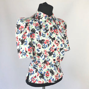 1940s Reproduction Feed Sack Blouse - B34