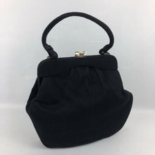 Load image into Gallery viewer, 1940s Large Black Bag Covered with Fabric
