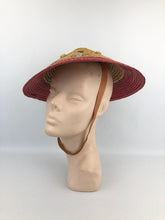 Load image into Gallery viewer, Original 1950s Tri Coloured Conical Straw Hat - Perfect Summer Hat
