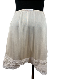 Original Duo of 1920's French Knickers in Black and Cream Celanese with Lace Ruffle Trim - Waist 26 28