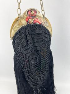 Beautiful Antique 1920s French Beaded Purse with Celluloid Handle