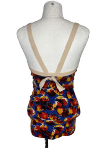 Original 1930's Autumnal Floral Woollen Swimsuit - Vintage Swimwear - Bust 34 36