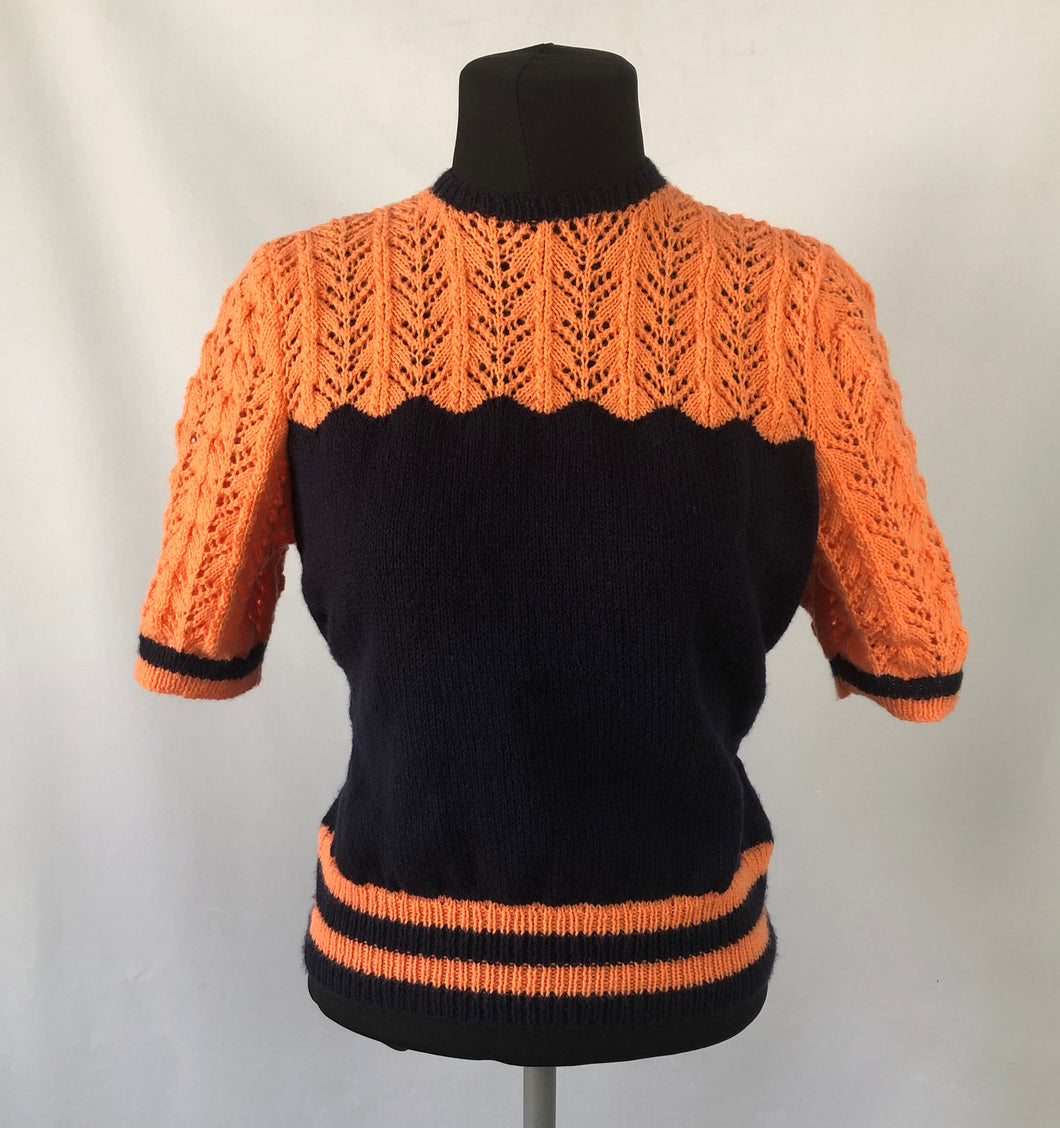 RESERVED FOR CAMIELLE DO NOT BUY - Reproduction 1940s Navy and Orange Jumper - B40 42