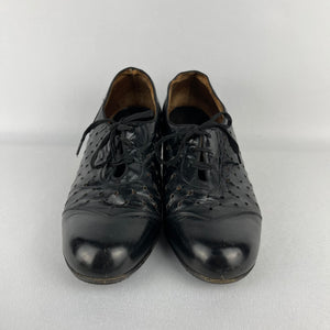 1940s Black Leather Portland Lace Up Shoes - UK Size 5.5 *