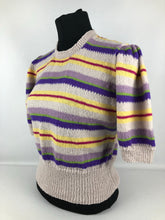 Load image into Gallery viewer, 1940s Reproduction Jumper In Colour Stripes - Bust 40 42 - Volup Knitwear

