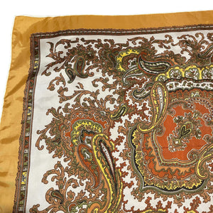 Vintage Paisley Print Scart In Autumnal Shades of Chestnut, Brown, Green and Yellow - Makes a Great Headscarf