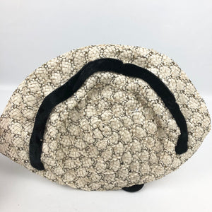 1950s New Look Hat in Black and White with Bow Trim