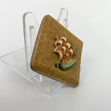 Load image into Gallery viewer, Original 1940s Make Do and Mend Brooch - Sailing Ship on Cork - Homemade Piece
