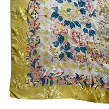 Load image into Gallery viewer, Original 1940&#39;s 1950&#39;s Yellow Scarf with Butterflies and Flowers - Great Turban
