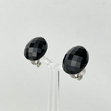 Load image into Gallery viewer, Vintage 1950&#39;s Faceted Black Glass Clip-on Earrings
