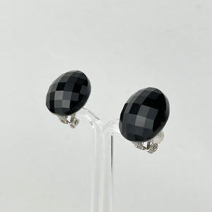 Vintage 1950's Faceted Black Glass Clip-on Earrings