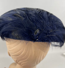 Load image into Gallery viewer, Original 1950&#39;s New Look Blue and Black Feather Hat - Beautifully Stylish Piece
