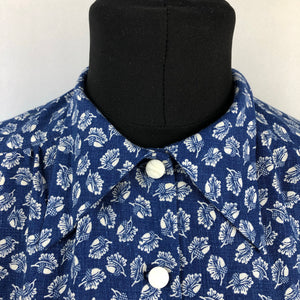 1940s Reproduction Feed Sack Blouse with Acorn Novelty Print - Bust 34 36