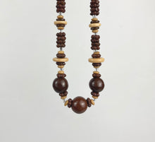 Load image into Gallery viewer, Vintage Graduated Glass Bead Necklace In Brown and Cream - Charming Autumnal Necklace
