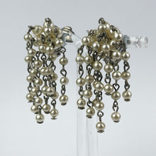 Load image into Gallery viewer, Vintage Faux Pearl Chandelier Clip-on Earrings on Silver-tone Clips
