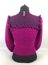 Load image into Gallery viewer, 1940s Reproduction Long Sleeved Jumper in Dark Plum and Magenta - Bust 33 34
