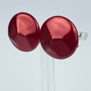 Vintage Metallic Red Hong Kong Made Clip-on Earrings