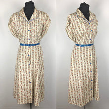 Load image into Gallery viewer, 1940s Volup Red, Blue, Yellow &amp; Green Floral Fruits of the Loom  Roses Dress - B42
