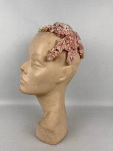 Load image into Gallery viewer, Original 1950&#39;s Pink Half Hat with Tiny Leaves

