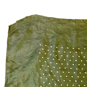 Wounded But Wearable Original 1940's Forest Green and White Polka Dot Silk Headscarf