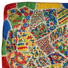 Load image into Gallery viewer, Original 1930&#39;s Pure Silk Hankie in Pretty Patchwork Design or Red, Green, Blue and Yellow - Great Gift Idea
