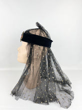 Load image into Gallery viewer, Absolutely Fabulous 1920s 1930s Headdress in Black Velvet, Net and Glitter

