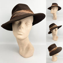 Load image into Gallery viewer, Original 1940&#39;s American Made Dark Brown Felt Fedora with Stripe Trim - Draper Saks
