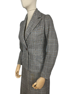 Wounded But Wearable Original 1930's Blue, Brown and Cream Check Suit - Bust 32 33