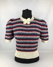 Load image into Gallery viewer, Reproduction 1940s Waffle Stripe Jumper Knitted from a Wartime Pattern - B 35 36 37 38
