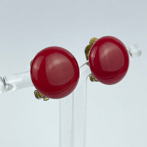 Vintage Cherry Red Class Clip-on Earrings