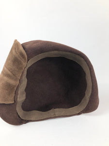1930s Close Fitting Two Tone Brown Felt Hat