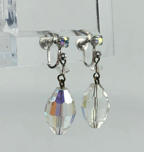 Vintage 1950s Cut Glass Screw Back Earrings