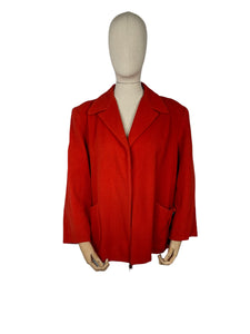 Original 1940's CC41 Pure Wool Swing Jacket In Tomato Red Shade with Pockets - Bust 42 44