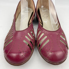 Load image into Gallery viewer, Original 1950’s Burgundy Leather Summer Sandals with Openwork Sides - UK 6 6.5
