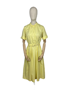 RESERVED Do Not Buy Original 1950's Lightweight Cotton Day Dress in Soft Yellow - Belted - Bust 36 38 *